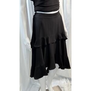 Jieru tiered hi-lo skirt, black, sz: m, party, resortware, 80-74